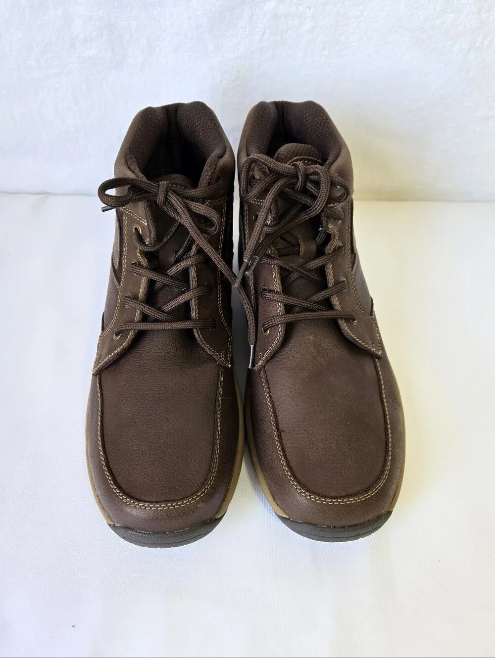 OrthoFeet Men's Size 10 Brown Leather Ankle Boots Orthopedic Comfort Lace Up
